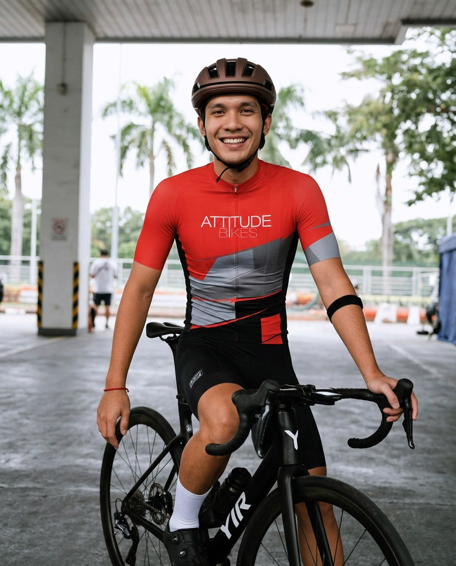 Attitude Bikes Custom Jersey worn by a cyclist